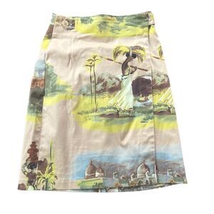 Cyle  & Chloe Anthropology cotton wrap skirt retro tropical print